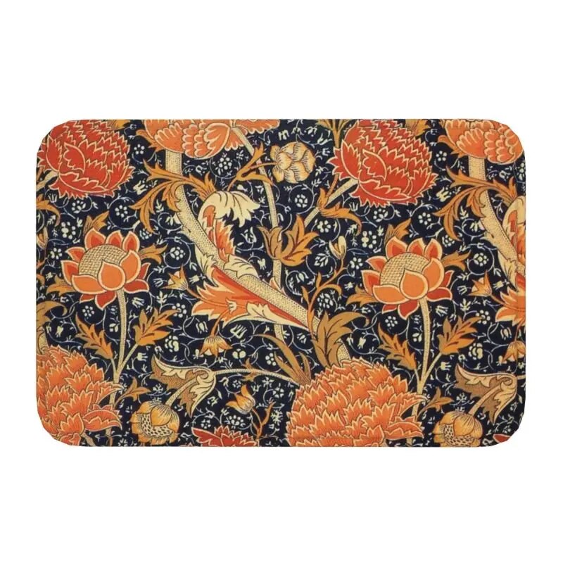 Custom William Morris Compton Floral Art Nouveau Pattern Doormat Bath Door Floor Mat Textile Pattern Toilet Ru - view 10
