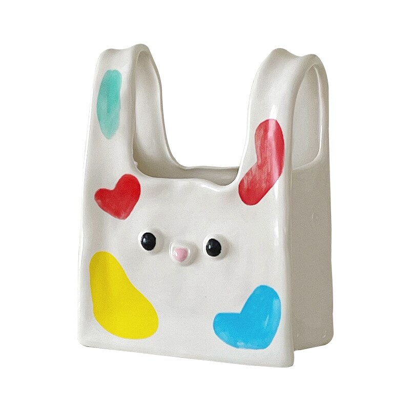 Bunny Face Ceramic Bag Vase