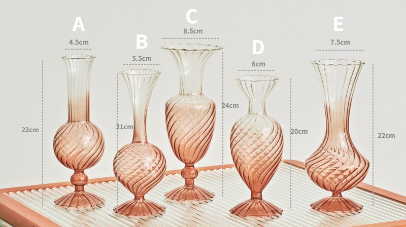 Gradient Swirl Ribbed Glass Vase