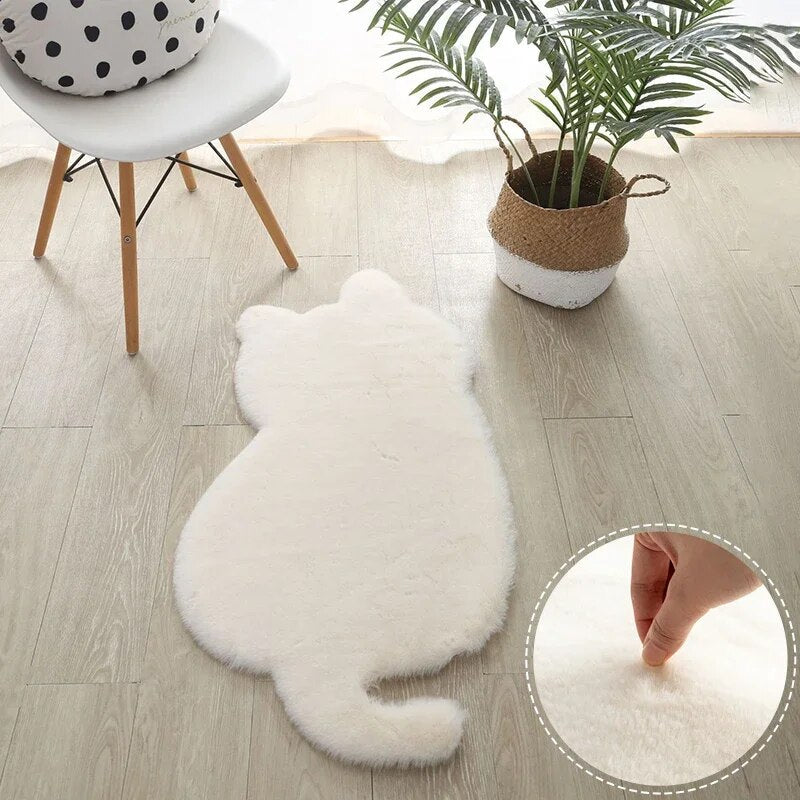 Cat Plush Carpet for Living Room Shaggy Rug Cat Patterns Floor Mat Anti-slip Long Hair Solid Bedroom Carpets Decor