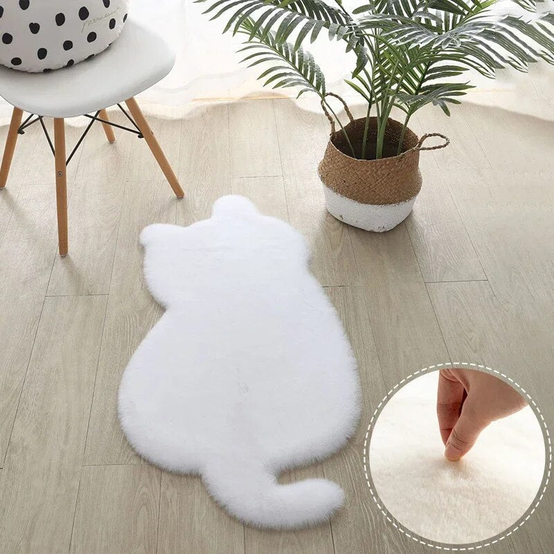 Cat Plush Carpet for Living Room Shaggy Rug Cat Patterns Floor Mat Anti-slip Long Hair Solid Bedroom Carpets Decor