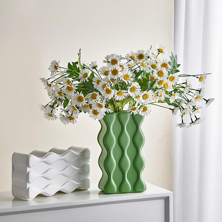 Wavy Embossed Ceramic Vase - view 3
