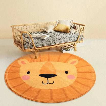 Nordic Carton Round Rug Carpets for Home Living Room Bedroom Kids Room Blanket Plush Floor Mat Decoration Salon Pile Area Rug