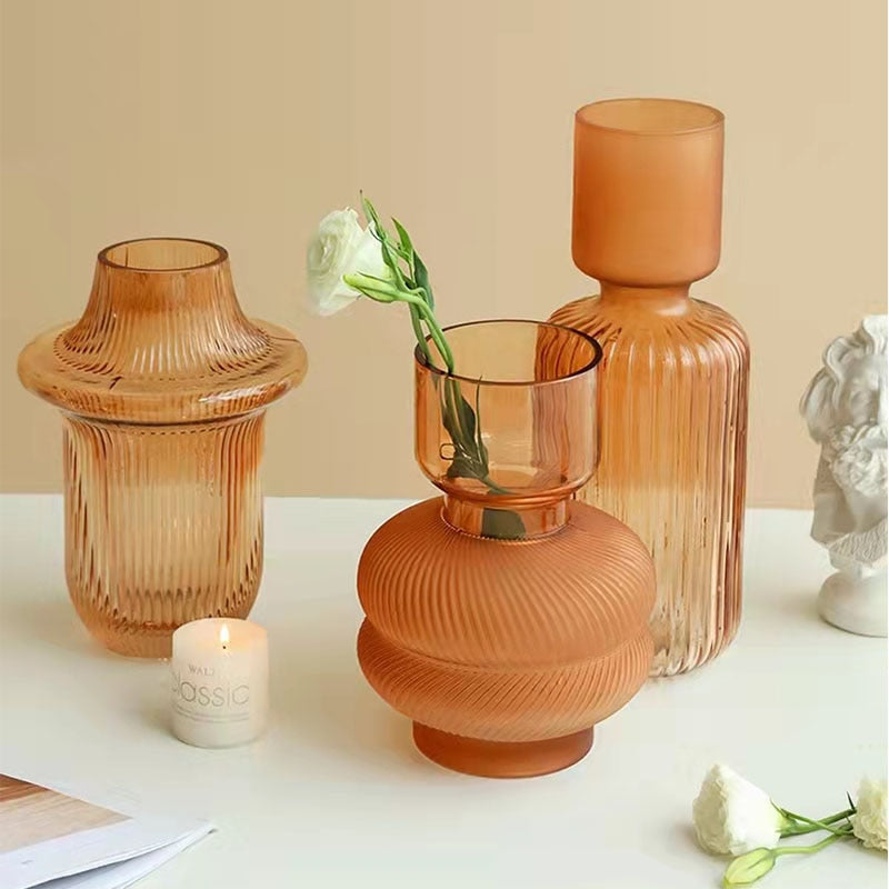 Pleated Glass Vase -  3 colours