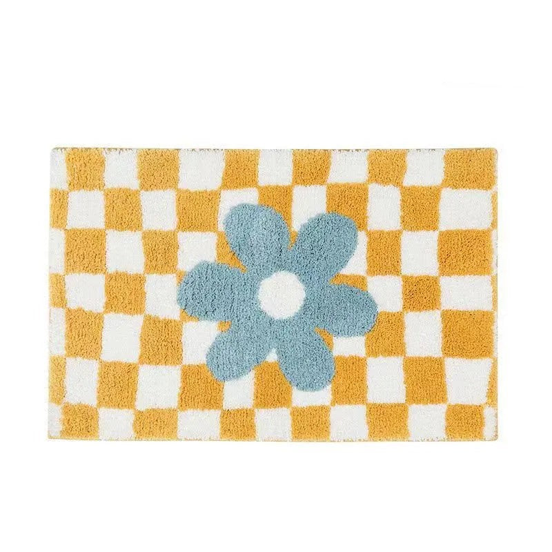 Retro Chessboard Plaid Bath Mats Fluffy Grids, Checkerboard Mat for Bathroom - view 14