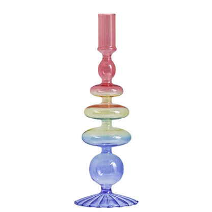 Rainbow Gradient Glass Candle Holder