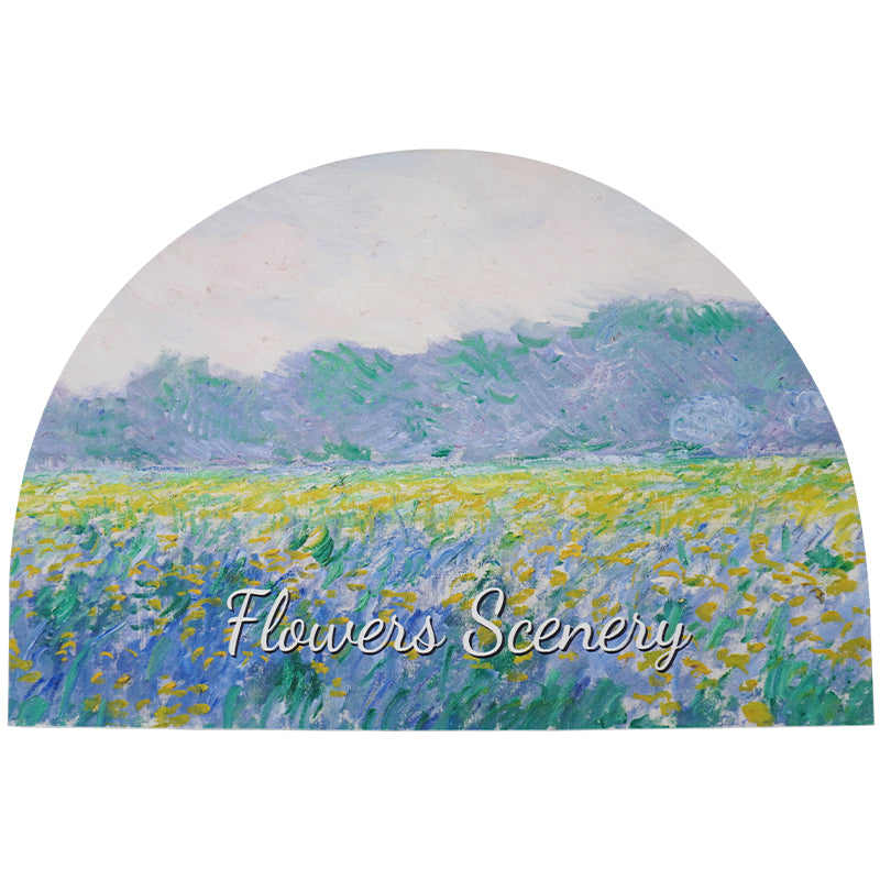 Semicircular Monet Style yellow fields of flowers Diatomaceous Earth Bath Mat