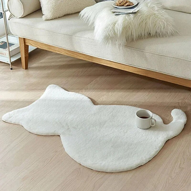 Cat Plush Carpet for Living Room Shaggy Rug Cat Patterns Floor Mat Anti-slip Long Hair Solid Bedroom Carpets Decor