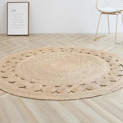 Hand Woven Round Carpets Handmade Water Reed Rattan Rugs for Bedroom Natural Plants Living Room Round Rug Vintage Home Floor Mat