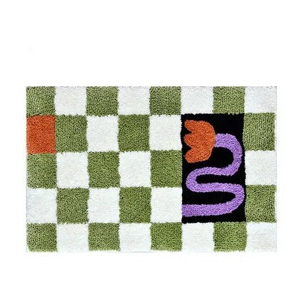 Retro Chessboard Plaid Bath Mats Fluffy Grids, Checkerboard Mat for Bathroom - view 10