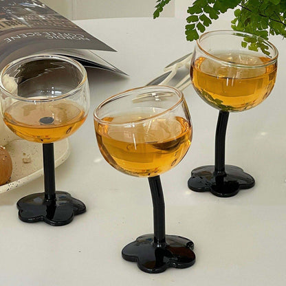 Tilted Handle Flower Wine Glass