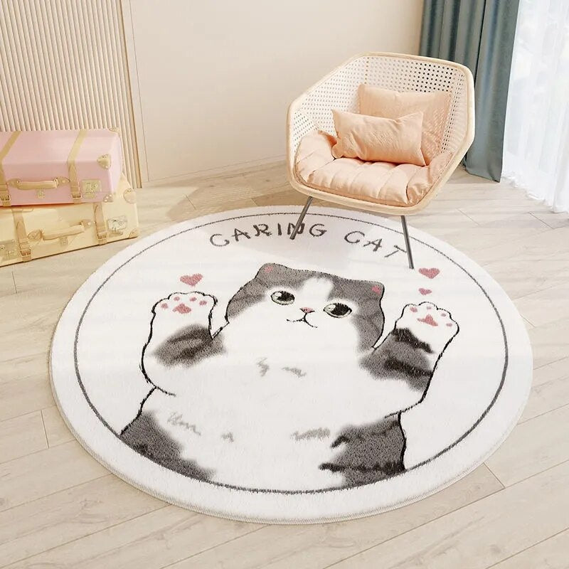 Nordic Carton Round Rug Carpets for Home Living Room Bedroom Kids Room Blanket Plush Floor Mat Decoration Salo - view 14