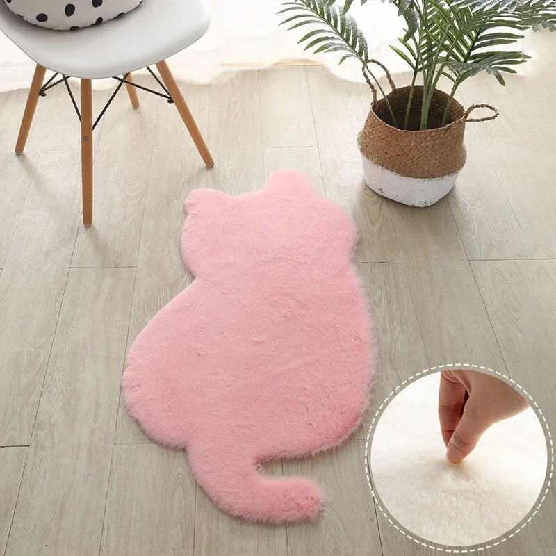 Cat Plush Carpet for Living Room Shaggy Rug Cat Patterns Floor Mat Anti-slip Long Hair Solid Bedroom Carpets Decor