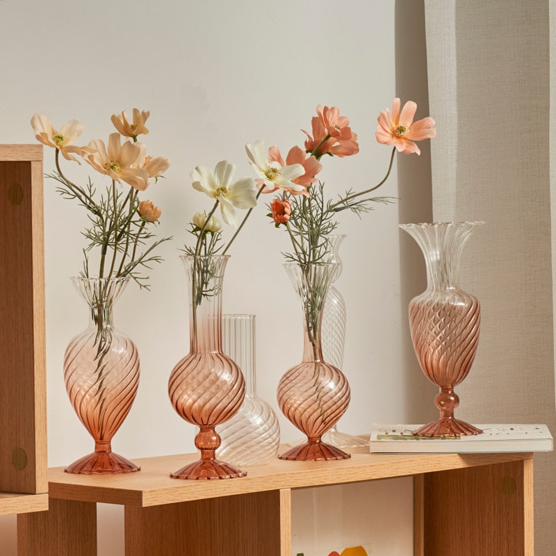 Gradient Swirl Ribbed Glass Vase - view 2