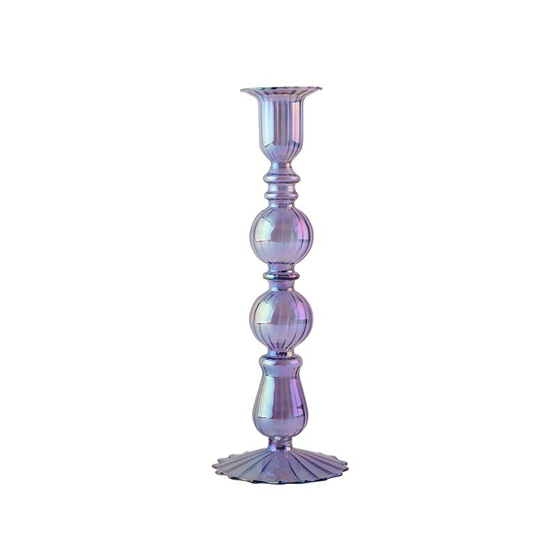 Ribbed Glass Candleholders - Mermaid