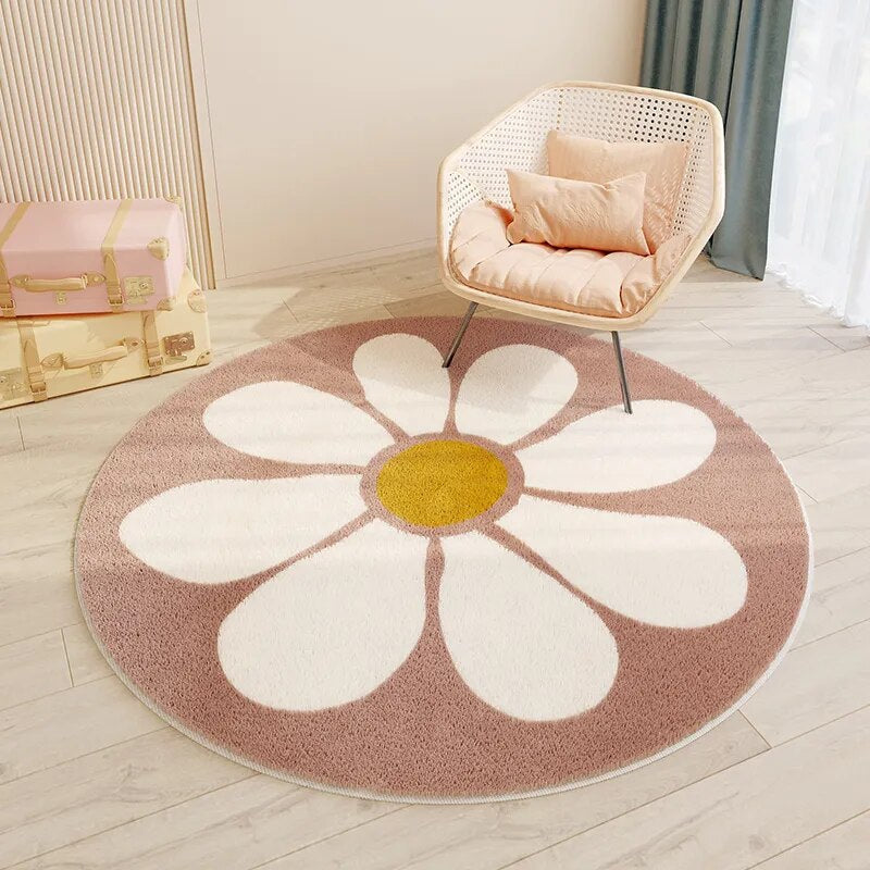 Nordic Carton Round Rug Carpets for Home Living Room Bedroom Kids Room Blanket Plush Floor Mat Decoration Salo - view 19