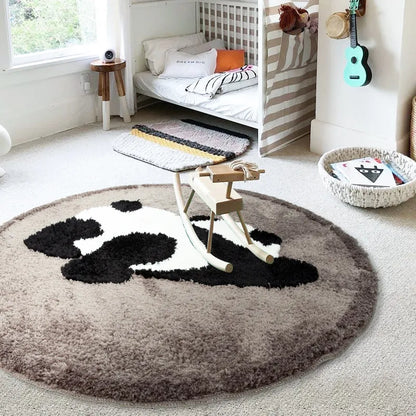 Thicken Panda Round Carpets Imitation Cashmere Floor Mat Decoration Rugs Living Room Plush Carpet Home Fluffy Area Rug Floor Mat