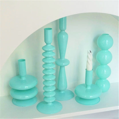 Mint Green Glass Candleholder