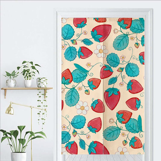 Feblilac Strawberries and Cream Door Curtain by AmeliaRose Illustrations from UK