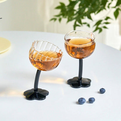 Tilted Handle Flower Wine Glass