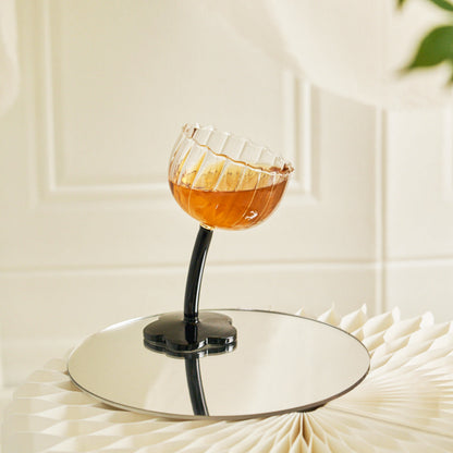 Tilted Handle Flower Wine Glass