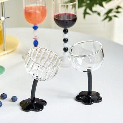 Tilted Handle Flower Wine Glass