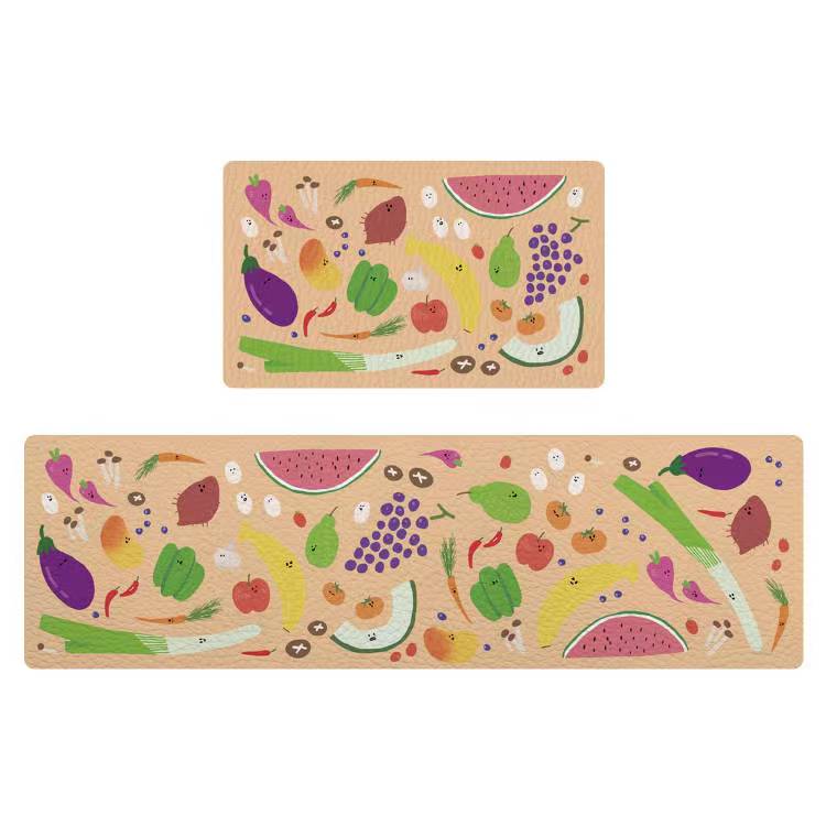 Feblilac Colorful Lovely Fruit Vegetable PVC Leather Kitchen Mat