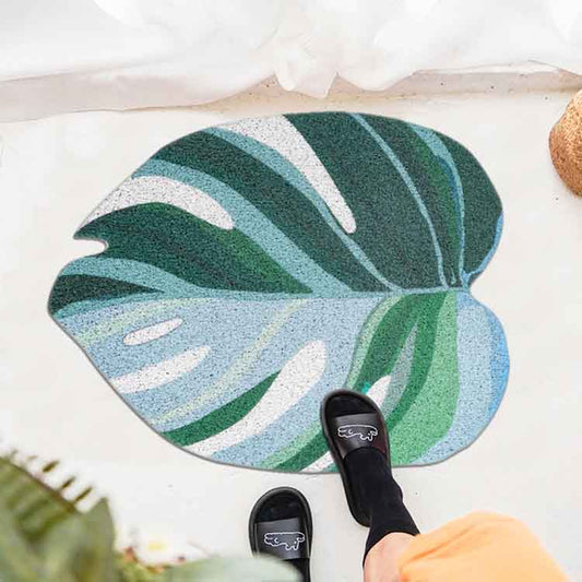 White Brocade Monstera Doormat