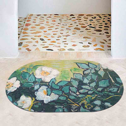 White Flower Garden Diatomaceous Earth Bath Mat