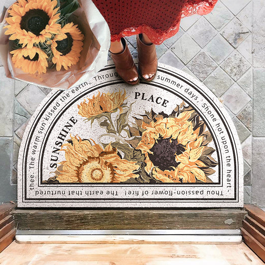 White Sunflower Entrance Door Mat - Feblilac® Mat