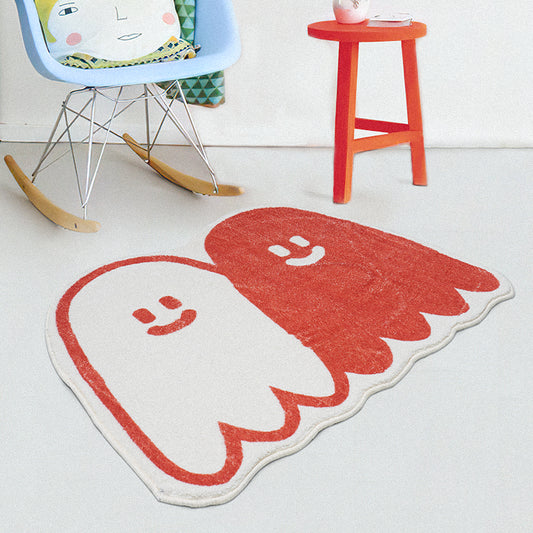 White and Orange Ghosts Bath Mat