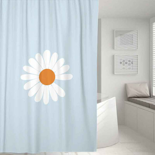 Feblilac Cute While Daisy Blue/Browen/Green Ground Shower Curtain with Hooks, Floral Bathroom Curtains with Ring, Unique Bathroom décor, Boho Shower Curtain, Customized Bathroom Curtains, Extra Long Shower Curtain - Feblilac® Mat