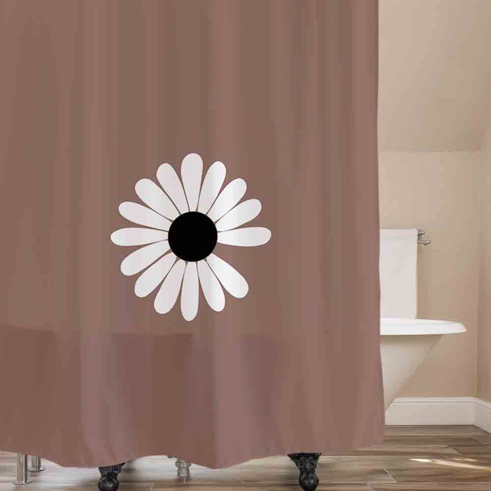 Feblilac Cute While Daisy Blue/Browen/Green Ground Shower Curtain with Hooks, Floral Bathroom Curtains with Ring, Unique Bathroom décor, Boho Shower Curtain, Customized Bathroom Curtains, Extra Long Shower Curtain - Feblilac® Mat
