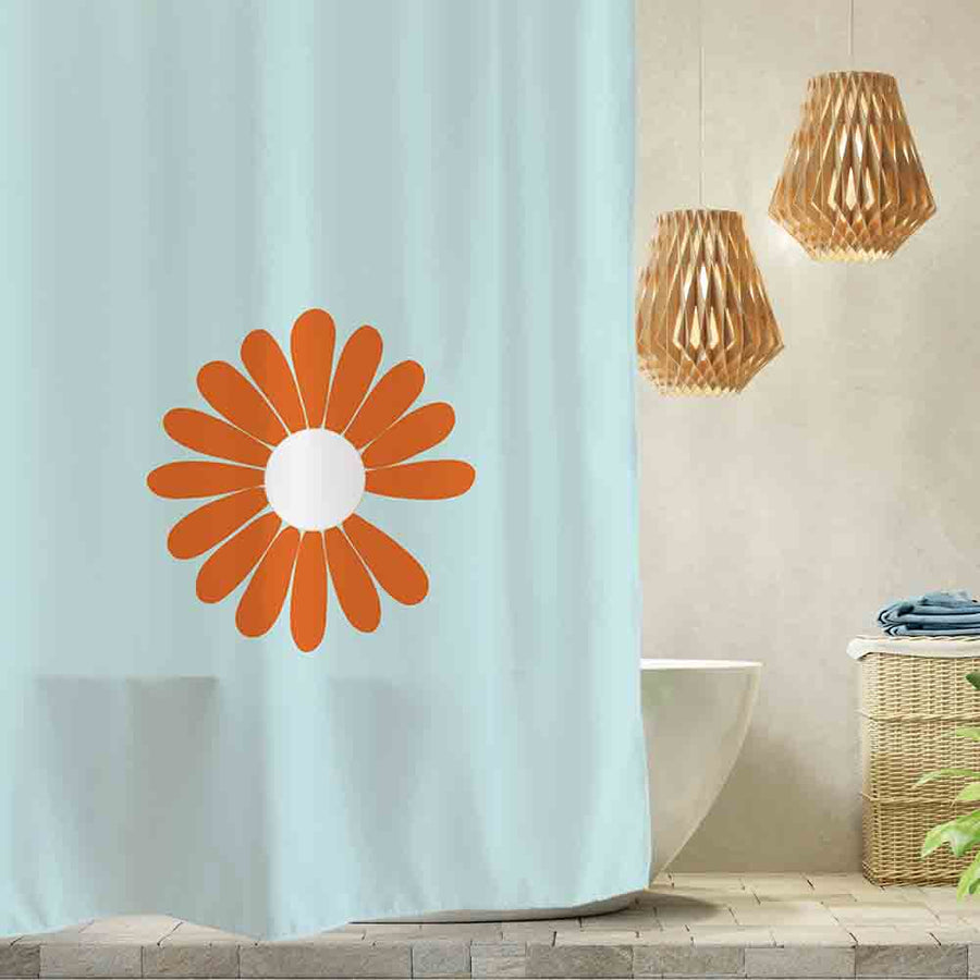 Feblilac Cute While Daisy Blue/Browen/Green Ground Shower Curtain with Hooks, Floral Bathroom Curtains with Ring, Unique Bathroom décor, Boho Shower Curtain, Customized Bathroom Curtains, Extra Long Shower Curtain - Feblilac® Mat