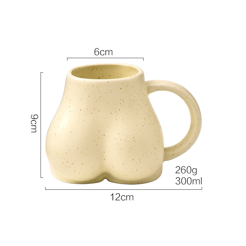 Fun Beige Bottom Ceramic Mug, Creative Butt-Shape Cup