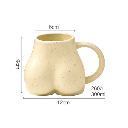 Fun Beige Bottom Ceramic Mug, Creative Butt-Shape Cup