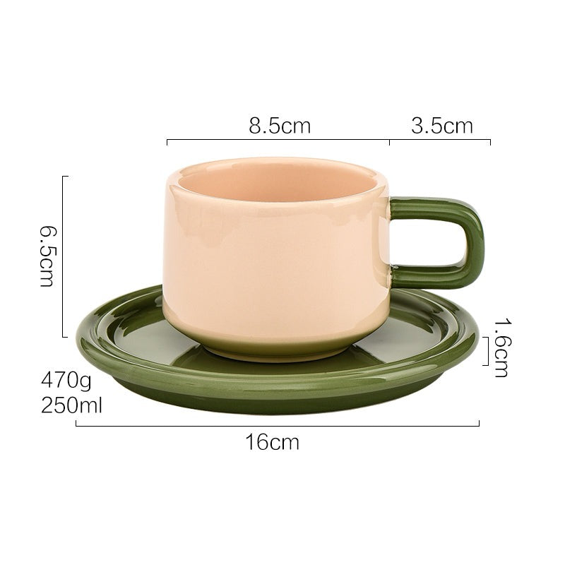 Nordic Style Ceramic Mug with Saucer, Multiple Colors Available