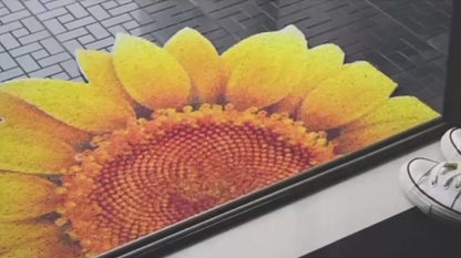 Feblilac Warm Rectangular Big Sunflower Garden PVC Coil Door Mat