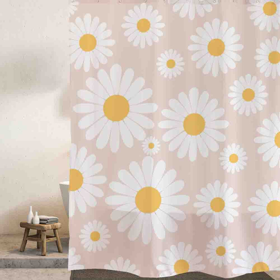 Feblilac Cute Daisy Shower Curtain with Hooks - Feblilac® Mat