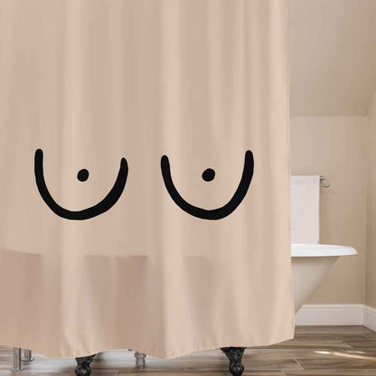 Feblilac Cute Naked Boobs Beige Shower Curtain with Hooks, Customized Bathroom Curtains, Extra Long Shower Curtain - Feblilac® Mat