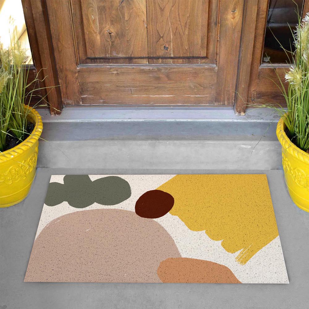Feblilac Abstract Stone Cloud and Sun Door Mat, Nature Welcome Doormat, Anti Skid PVC Coil Outdoor Mats, Front Mat for Home, Washable Entryway Doormat - Feblilac® Mat