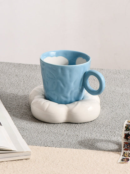 Cute Cartoon Ceramic Mug, Cloud-Shape Saucer