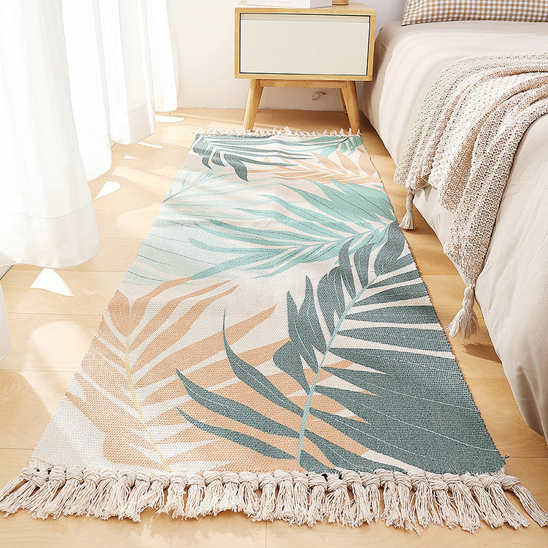 Feblilac Coconut Leaves Cotton Woven Bedroom Mat