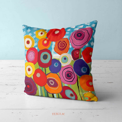 Feblilac Colorful Flower Garden Cushion Covers Velvet Throw Pillow Covers @Joy's design