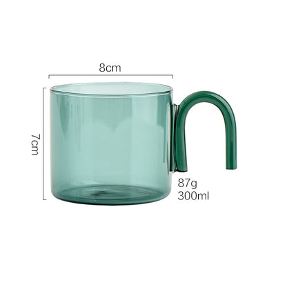 Nordic Style Glass Mug, Heat-Resistant Arch Handle Cup