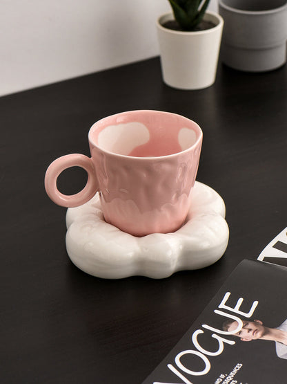 Cute Cartoon Ceramic Mug, Cloud-Shape Saucer
