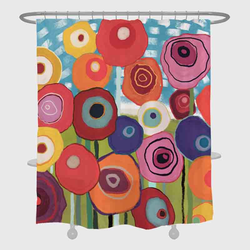 Feblilac Flower Garden Shower Curtain with Hooks @Joy's design - view 2