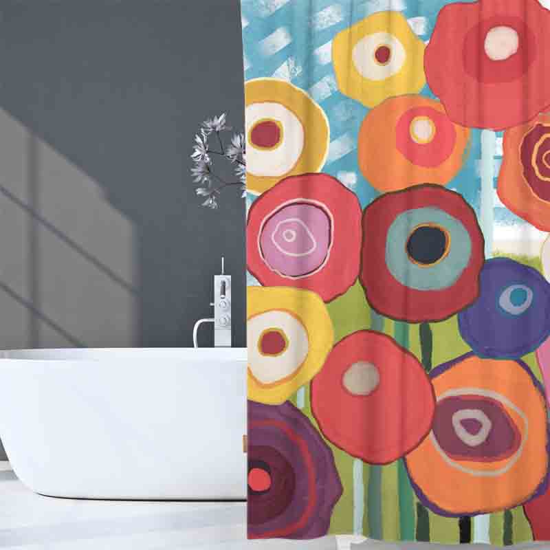 Feblilac Flower Garden Shower Curtain with Hooks @Joy's design - view 3