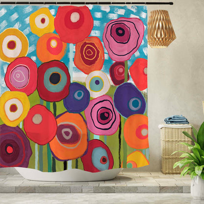 Feblilac Flower Garden Shower Curtain with Hooks @Joy's design