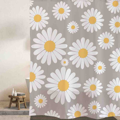 Feblilac Cute Daisy Shower Curtain with Hooks - Feblilac® Mat